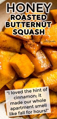 This honey roasted butternut squash recipe is the ultimate fall side dish! It's golden, caramelized, and has very few ingredients.