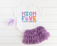 Girls 5th Birthday Hi Five Shirt Fifth Birthday Shirt 5th - Etsy