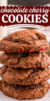 These Chocolate Cherry Cookies are sweet treats for Valentine's Day bursting with cherry flavor and super easy to make! These homemade cookies make a great addition to your easy Valentine's Day desserts. Pin this recipe!