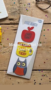 Let your kids show their appreciation with this perfect gift for teacher at the end of term. Three cute plywood fridge magnets including an apple (obviously!), a mug with "5 star teacher" on it and a wise owl.