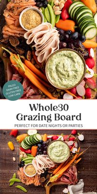 This grazing board is paleo and Whole30 compliant, the perfect way to start date night or a gathering with friends and family on a round! Super customizable and straight-up fun, too.