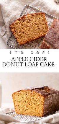 This easy apple cider donut loaf cake is the perfect Fall dessert. Super moist, with warm flavors, and a donut-y texture, it's just like an apple cider donut in cake form!