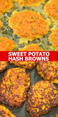 Made with only 4 ingredients, these Sweet Potato Hash Browns are easy to make and very delicious. Learn how to make perfect hash browns with my step-by-step photo and video instructions.  FOLLOW Cooktoria for more deliciousness! #sweetpotatoes #fritters #hashbrowns #breakfast #brunch #vegetarian #sidedish #cooktoria