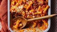 Baked Ziti with Sausage and Pumpkin Tomato Sauce