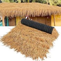 XLX TURF Synthetic Thatch Roofing, Fireproof Tiki Bar Hut Grass Roof Nativity Christmas Party Decor, Mexican Artificial Palm Straw Roll for Patio, Fence, Palapa, Duck Blinds Grass, 35" x 6.5'