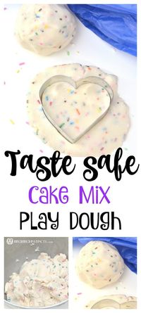 If you're worried about your child eating store-bought play dough you must try this fun and easy edible cake mix play dough. All you need is cake mix and a few extra ingredients for lots of fun. And if your kid decides to taste it, you won't have to worry about it! #homemadeplaydough #sensoryplay #kidsactivities #playdoughrecipe #playdough #tastesafe #edibleplaydough