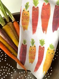 Carrot Cat Kitchen Towel Cheerful Kitchen Gift Veggie Cat - Etsy