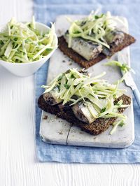 This celeriac and sardine toasts recipe is quick and easy and under 300 calories - perfect for midweek