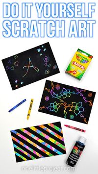 This DIY scratch art is SO COOL! It's such a fun and creative craft that both kids and adults will love. It's so easy to make your own scratch art paper, and all you need are simple supplies like crayons, dish soap, and black paint! It's a great kids craft, fun for summer camp, sleepovers, or anytime.