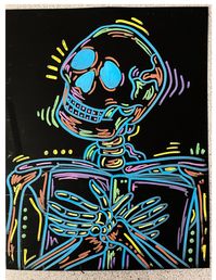 How to Draw a Spooky Neon Skeleton - the cozy art teacher blog