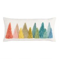 Oversized Rainbow Evergreen Trees Lumbar Pillow - v1