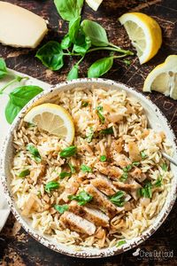 Lemon Basil Orzo with Chicken | Chew Out Loud