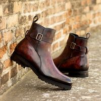 Classic Jodhpur Boots for men by Civardi. The Mateta is a patina leather design using a marbled burgundy patina to produce extraordinary results! Goodyear-welted commando rubber soles provide a robust aesthetic. Try customizing the Mateta Jodhpur Boot online and choose from a large selection of materials and soles. Free shipping! #burgundyboots, #jodhpurboots, #patinaboots