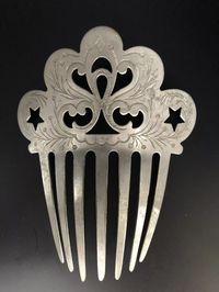 Antique Victorian Etched Steel Hair Comb | eBay