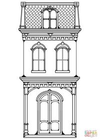 Victorian Row House coloring page | Free Printable Coloring Pages