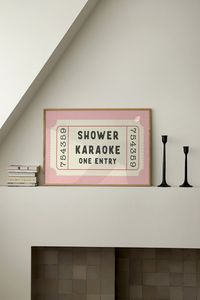 Shower Karaoke Ticket Horizontal Print Pink Bathroom Retro Cream Aesthetic Shower Singing Wall Art Vintage Trendy Home Decor Physical Print - Etsy