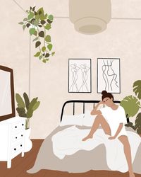 #illustration #portrait #home #chill #fashion #custom #beauty #girl #bedroom #decor #plants #relax #ootd