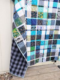 Cool Tone Scrappy Plaidish Throw Quilt Finish - laruedefleurs.com