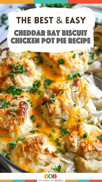 Discover the ultimate comfort food with this Cheddar Bay Biscuit Chicken Pot Pie! Tender chicken, veggies, and a creamy sauce topped with cheesy biscuits. Ready in 40 minutes, this dish is perfect for a cozy family dinner. Save this recipe and try it tonight!