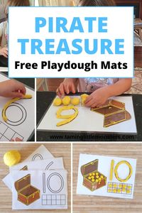 pirate playdough mats. free printable ten frame mats for preschool and kindergarten math centers. #math #freeprintable #preschool #kindergarten #pirate