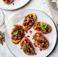 Vegan balsamic shiitake mushroom bruschetta with chestnut pâté