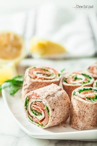 Smoked Salmon Roll-Ups with Creamy Lemon Dill Spread | Chew Out Loud