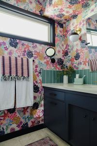 Rebecca has completely transformed her daughter's bathroom with this beautiful Garden State design from Tiff Manuel. "I am so thrilled with how this pattern transformed my daughter's bathroom. We wanted to give the room a budget makeover without changing any major fixtures and this playful pattern was the just what I was looking for to grow with her. You can see every detail of the brush work in the art, and really gives the room a wow factor right when you walk in." Great job, Rebecca!