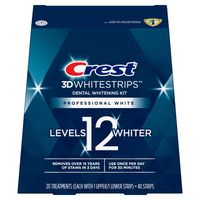 Want to whiten your teeth at home? Crest 3DWhitestrips Professional White is designed to whiten like a professional-level teeth whitening treatment at-home. The Advanced Seal Technology's comfortable, no-slip grip means the strips stay put until you take them off, allowing you to talk and even drink water while whitening your teeth. Made by the #1 dentist-recommended at-home teeth whitening brand, Crest 3DWhitestrips Professional White will give you a noticeably whiter smile, 100% guaranteed. Th