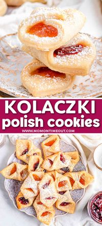 Kolaczki (Polish Cookies) are the perfect tea time treat and lovely addition to a Christmas cookie plate. The delicious flaky pastry comes together with 4 simple ingredients and pairs beautifully with sweet and tart jewel-toned, jam fillings. A sprinkle of powdered sugar makes these cookies a show-stopper! /