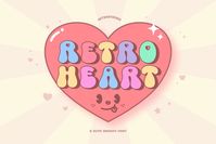 - HEART FONT

Retro Heart is a cute and groovy retro font with a heart gimmick, making it perfect for romantic and vintage-inspired creations. Ideal for Valentine’s Day cards and gifts, it infuses a playful vibe into your designs with its retro heart-shaped character cartoons.