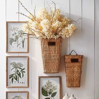 Natural Woven Hanging Wall Basket Set of 2 | Antique Farmhouse