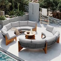 PRICES MAY VARY. ⛱️【Special Half Moon Design】Included a four-seater sofa that together creates a unique semicircular lounge. The pillows add a touch of elegance and style to your patio, garden, backyard, porch, sunroom, or pool. ⛱️【Multiple Possibilities】Whether arranged together or used separately, this patio sectional set provides a comfortable experience for you and your guests. With our exclusive throw pillows, the half-moon outdoor furniture offers extra support and comfort outdoors even in