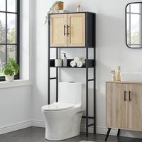 This freestanding space-saving unit can be placed above the toilet and make full use of the wasted storage area above. Our toilet holder fits standard toilets and makes it easy to press the toilet flush button.