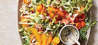 Vibrant with juicy oranges and tangy kumquats, this festive citrus slaw is served over a bed of tender pearl couscous. Get the recipe!