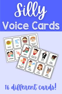 Make learning fun with these silly voice cards.  Have your kids practice what they are learning at home using these different silly voices.