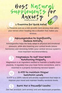 The best natural supplements for anxiety relief, anxiety help, anxiety tips, overcoming anxiety and panic attacks, depression, etc. #kidanxiety