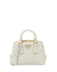 V1TND Prada Mini Saffiano Promenade Bag, White (Talco)