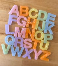 Add our resin alphabet letters into homeschool learning with sensory play, play dough stamping, water play or sight word practice. The possibilities are endless! This listing is for 26 resin letters that are UPPERCASE. Color changing requests are welcome. Please make a note in the personalization box or send me a message. Please note our letter sets are handmade and color variations and small bubbles may occur. Each set will be sanded before shipping out to their new home. I use high quality res