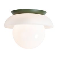 The Glass Lexi Large 8" features a 12" handblown opal glass shade, an 8" globe, a wood or metal canopy, and a dimmable LED bulb. This size works well as a low-profile flush mount ceiling light.