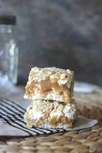 Caramel Stuffed Krispie Bars....I've requested these for my birthday cake before...they are awesome...but kind of sticky to make