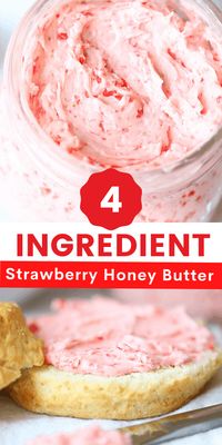 This easy Strawberry Honey Butter recipe is an amazing breakfast or brunch condiment, perfect for toast, pancakes, muffins, or any baked good. And only takes minutes to whip up with only 4 ingredients. Makes a great gift, too!