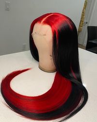 Lace Front Wig Virgin Human Hair Red Black 150%Density 20"