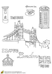 Coloriage Tower Bridge de Londres - Hugolescargot.com