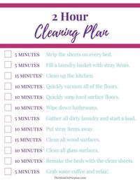 2-hour house cleaning plan printable