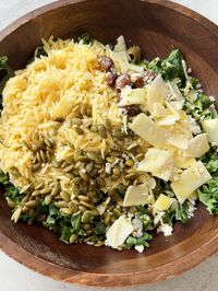 Orzo Kale Salad with Lemon Vinaigrette - Something Nutritious