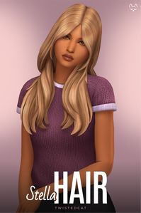 Sims 4 cc long hair, maxis match layered hair, curtain bangs wavy hair for ts4