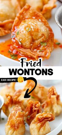 Quick, easy, and incredibly delicious, this homemade fried wonton recipe won't take you longer than 30 minutes to make! These crispy fried wontons are filled with ground pork and shrimp flavored with everyday ingredients like soy sauce and sesame oil.