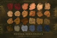 This Moody and Modern Renaissance-inspired color palette and brush collection is the perfect jump start for your luxe, upscale designs. Romantic and moody, earthy color-blending Photoshop brush palettes, plus 34 dazzling, pressure-sensitive brocade pattern brushes which can add a luxe and upscale touch in a modern way!