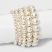 Faux Pearl Stretch Bracelet 5pc - A New Day White