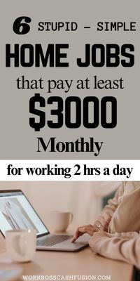 6 lazy online jobs to help you learn how to make money from home. Also, learn the legit ways to make extra money. Get top best real legitimate flexible high paying remote non phone part time and full time fee free late night work from home jobs and side hustle ideas that are perfect for beginners with no experience that pay weekly. #workfromhome #workfromhomejobs #onlinejobs #remotejobs #sidehustleideas #passiveincome #makemoneyfromhome #waystomakeextramoney #finance #career #education